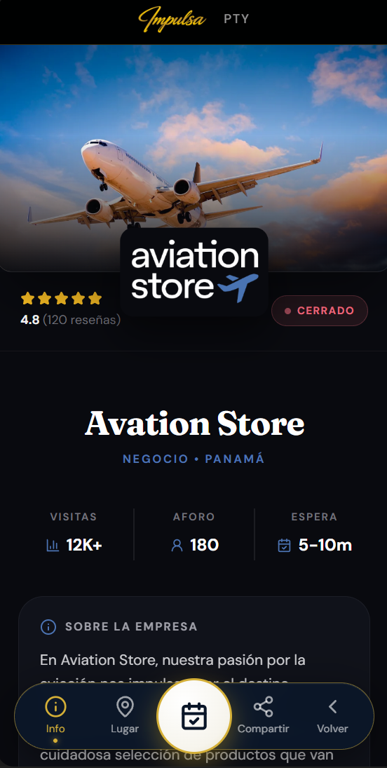 Vista previa de perfil de negocio en Impulsa